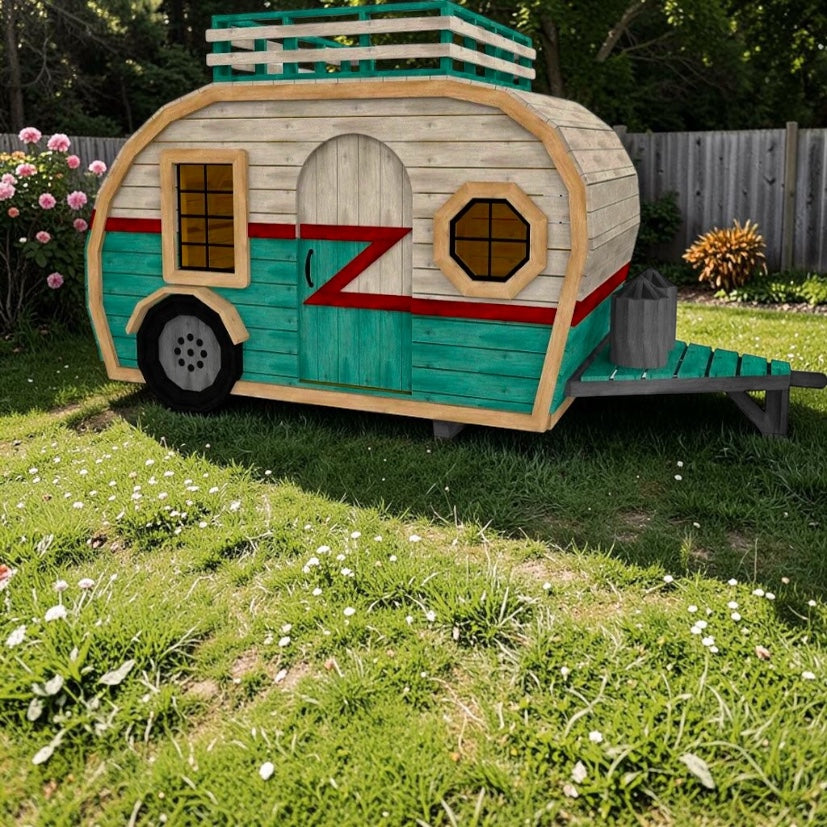 Custom built camper playhouse